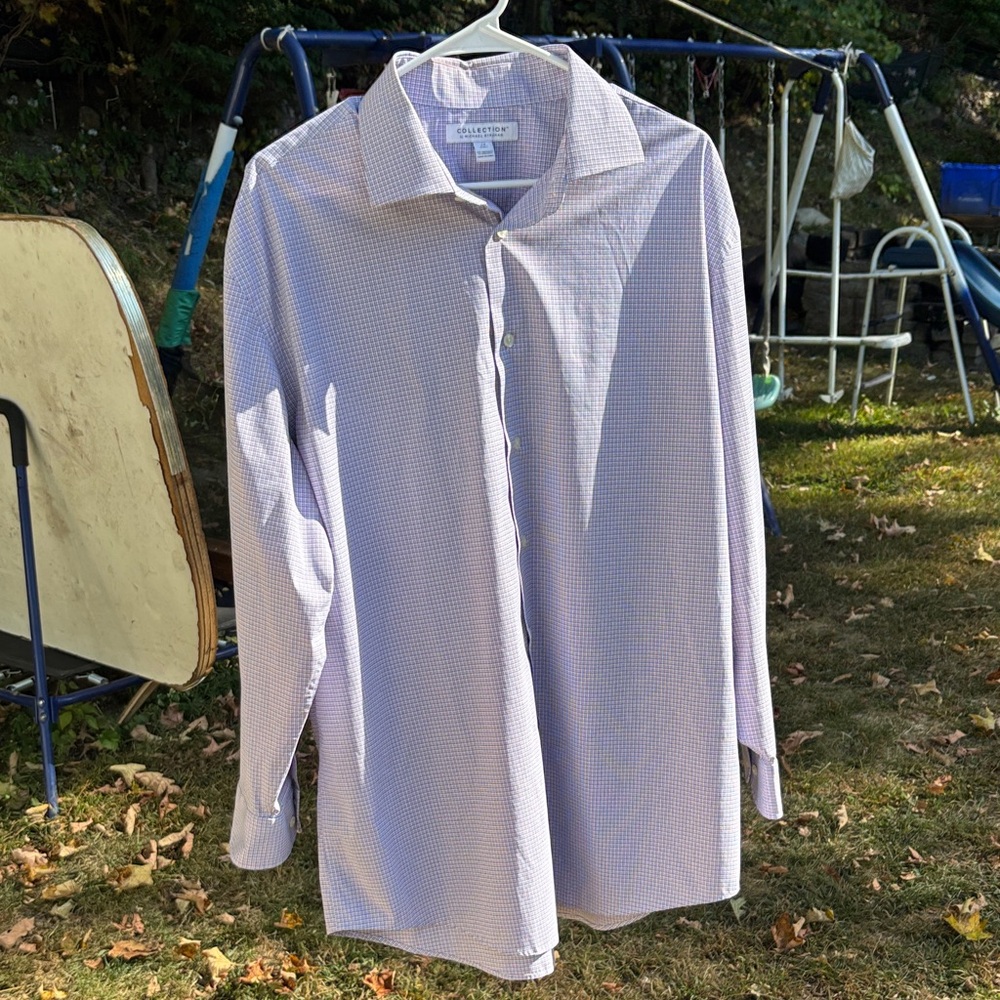 Men's Light Blue Checkered Button Down Shirt
